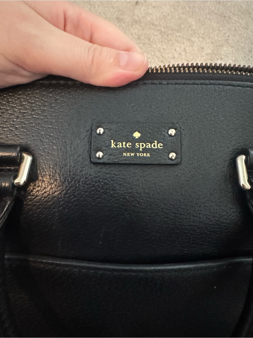 kate spade Black Pebbled Leather Shoulder Bag with Gold Logo